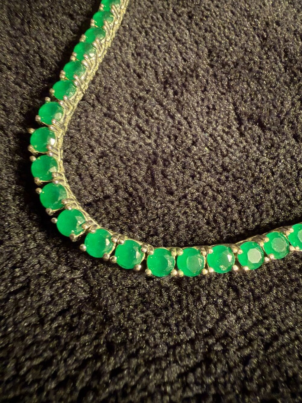Green Round Stone Tennis Necklace